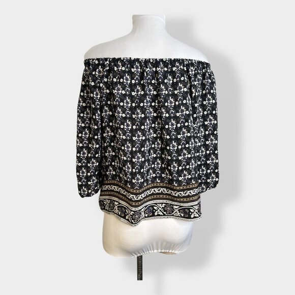 Madewell Silk Gardenhouse Off-the-Shoulder Top in Abstract Floral - Picture 4 of 6